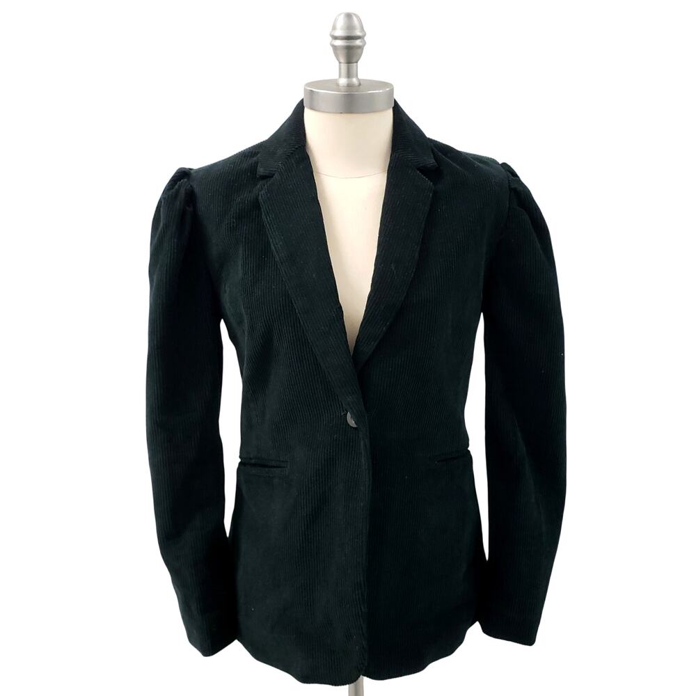 Blank NYC Forest Green Corduroy Blazer New Size Small‎ 100% Cotton Puff Sleeves